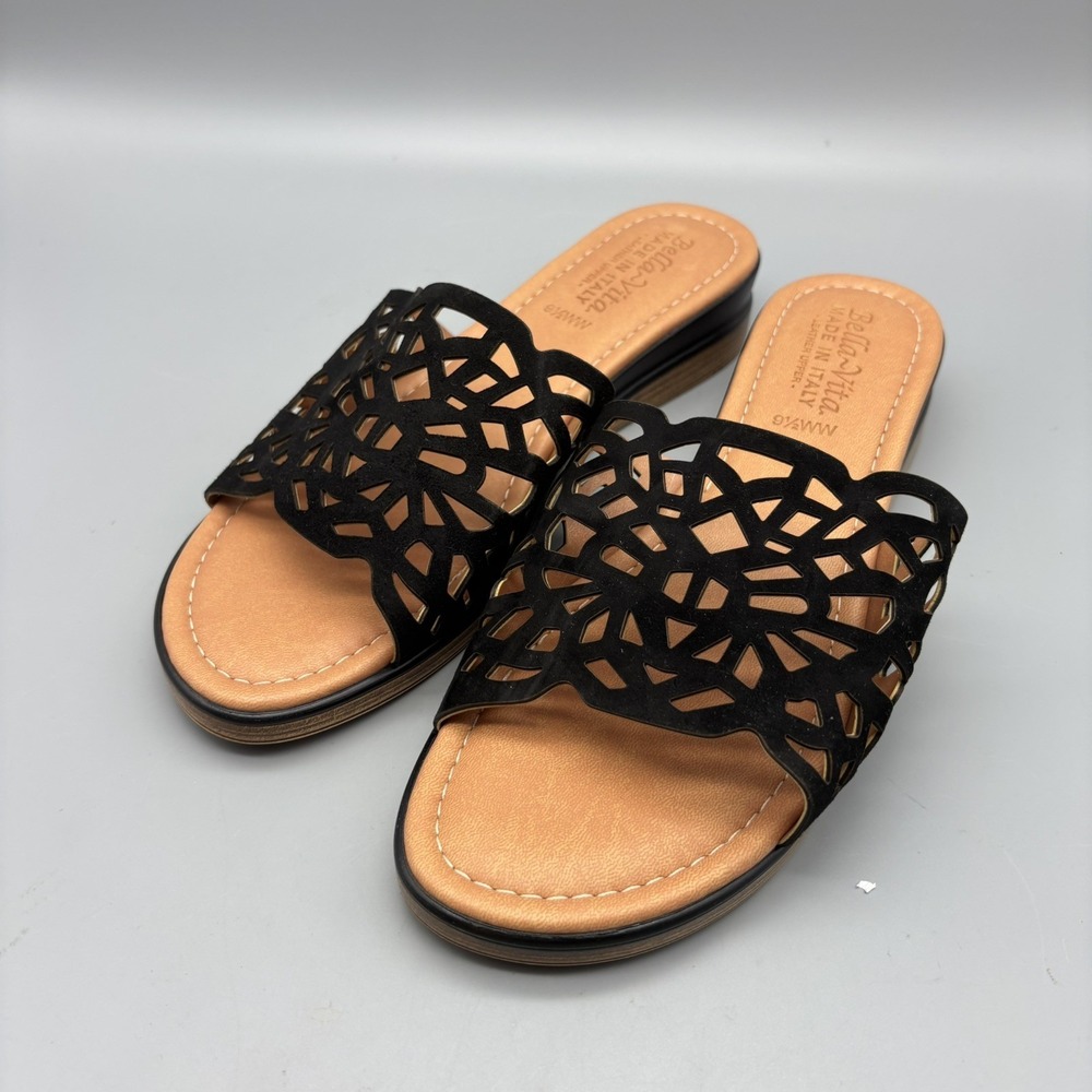 Bella Vita Women's Cas-Italy Black Slide Sandals Size 9.5WW‎